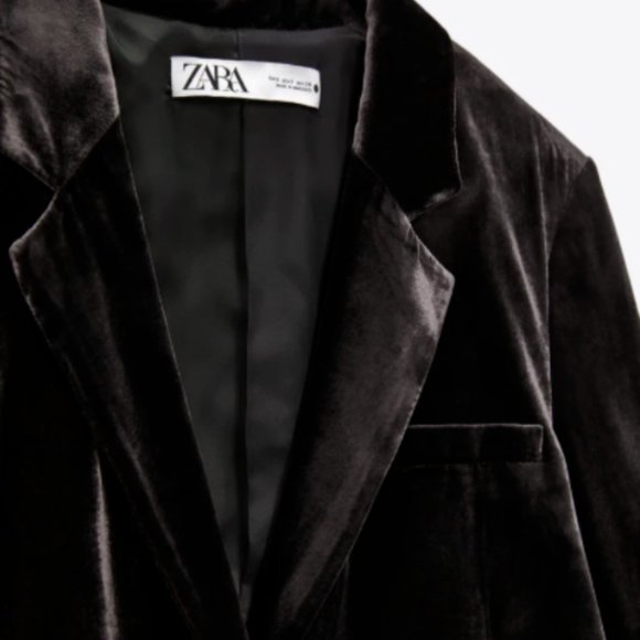 Zara Women NEW Limited Edition SILK BLEND Velvet Blazer TOBACCO 9342/928 - Picture 8 of 14